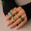 Bộ 5/6 Chiếc Nhẫn Acrylic Hình Học Nhiều Màu Sắc, Phong Cách Bohemian, Quà Tặng Cá Tính