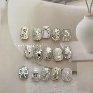 Phong Cách Hàn Quốc Móng Tay Ngắn Phải Có Bạc Galaxy Kim Loại Chất Liệu Làm Móng Tay Gương Ma Thuật Màu Hồng Kim Sa Lấp Lánh Chấm Bi Ngôi Sao Năm Cánh