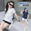 Áo thun ngắn tay ruy băng không đều cho bé gái 2026 Áo ngắn Slim-Fit dành cho trẻ em