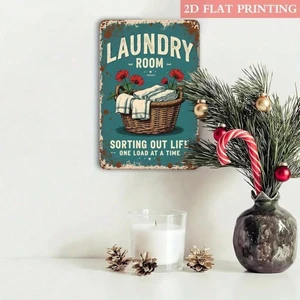 CIFbuy Ngộ nghĩnh Phòng Giặt Kim Loại Ký Hiệu Vintage Trang Trí Tường Rỉ Sét Máy Giặt Móc Treo Trong Nhà Ngoài Trời