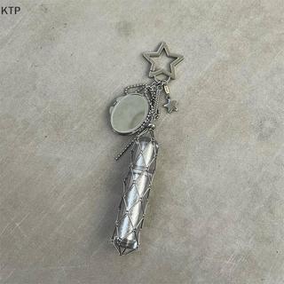 [Ktp] kim loại Net Son môi Keyring chủ với gương, xách tay Lip Balm trường hợp túi quyến rũ