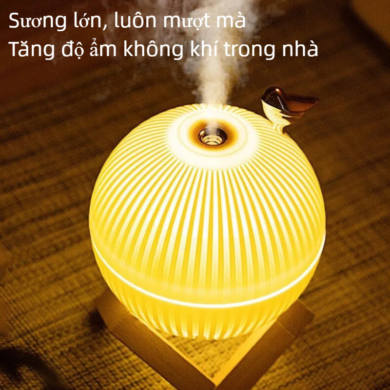 Máy tạo ẩm Họa Mi - Sương to, 2 mức đèn, 330ml, USB chống cạn - máy xông hương, đèn tạo ẩm