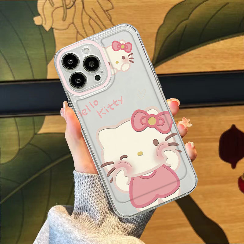 Ốp lưng iPhone trong suốt họa tiết tinh tế với Hello Cat IP 7/8/X/XS/11/12/13/14/15/16/17/Plus/Pro/Max/Air