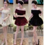 váy ren mềm trễ vai chân sóng dáng ngắn BYJOLIE
