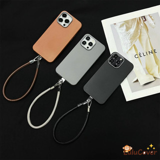 Ốp Da PU Màu Trơn Ins Style Có Dây Buộc Tay Cho OPPO A6 A5X A5 A5i Pro A80 A60 A40 A40M A3 Pro A3X A79 5G 4G Business Cover Vỏ Siêu Mỏng Mềm Sang Trọng Nhiều Màu Sắc Sang Trọng