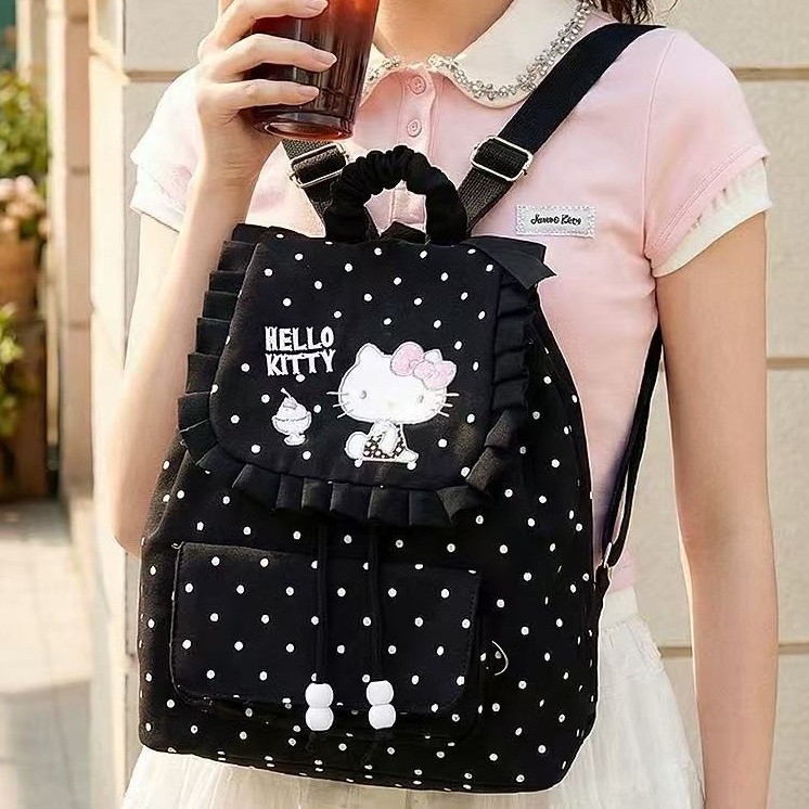 GC2 Sanrio HELLO KITTY Ba Lô Dành Cho Học Sinh Dung Tích Lớn Nhẹ In Hình Thời Trang Nữ Đi Học CG2