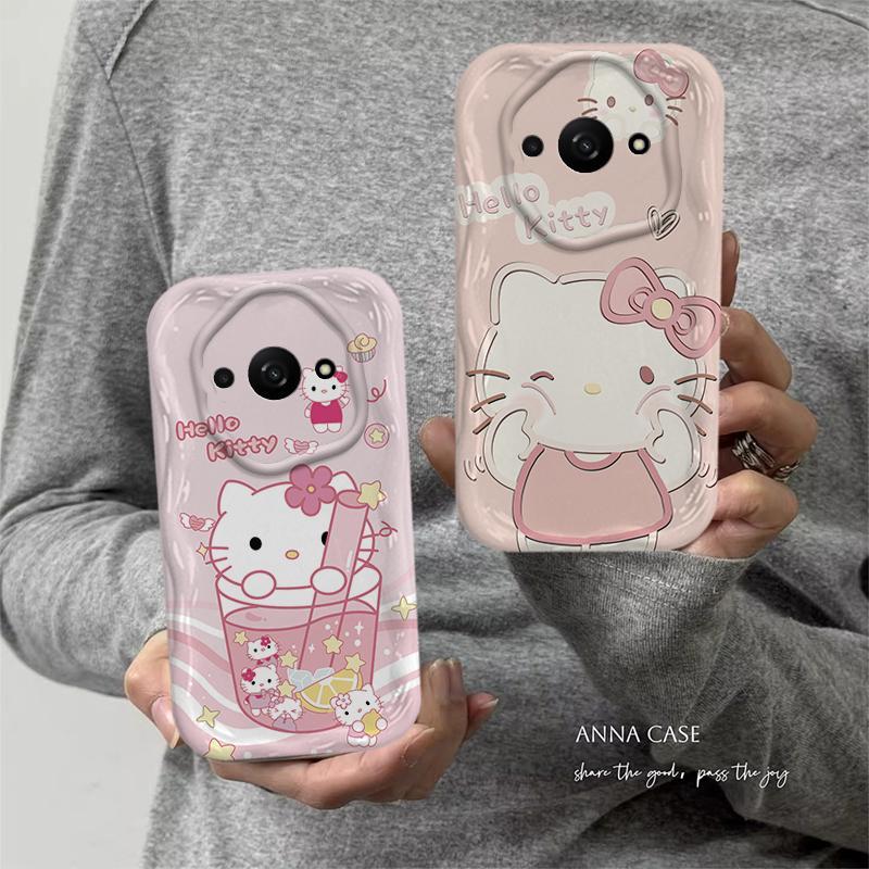 Vỏ Cho Redmi A3 Redmi A3X POCO C61 Vỏ Kem Hoạt Hình Cặp Đôi Mèo Mềm TPU 3D Sóng Silicon Vỏ Điện Thoại