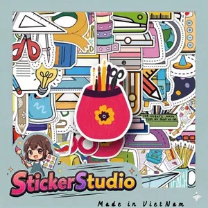 Set 60 Sticker Văn Phòng Phẩm Dụng Cụ Học Tập Chống Nước Dán Laptop Vali Sổ Tay