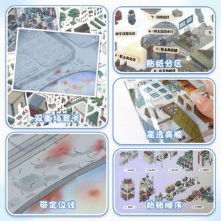 ENWEI 5 Cái [Harbor Old Dream] Nhãn dán phong cảnh chống nước Jumbo 3D Thuyền nhỏ và thám tử Bộ cho tạp chí DIY