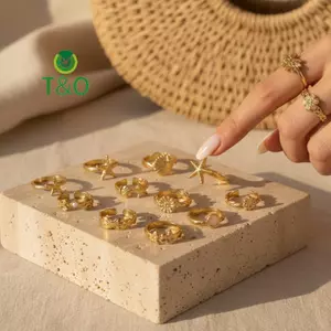 Nhẫn mạ vàng ngọc trai với thiết kế hở ngón, dễ dàng điều chỉnhsize - Trang sức cổ điển phù hợp mọi dịp