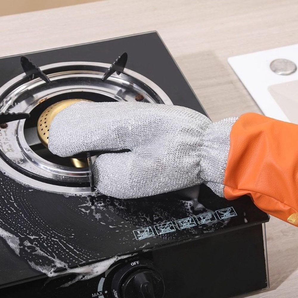 Găng tay rửa chén ren bạc HOBBYIN chống nước, đa chức năng, dày dặn, chống dính, dùng cho gia dụng