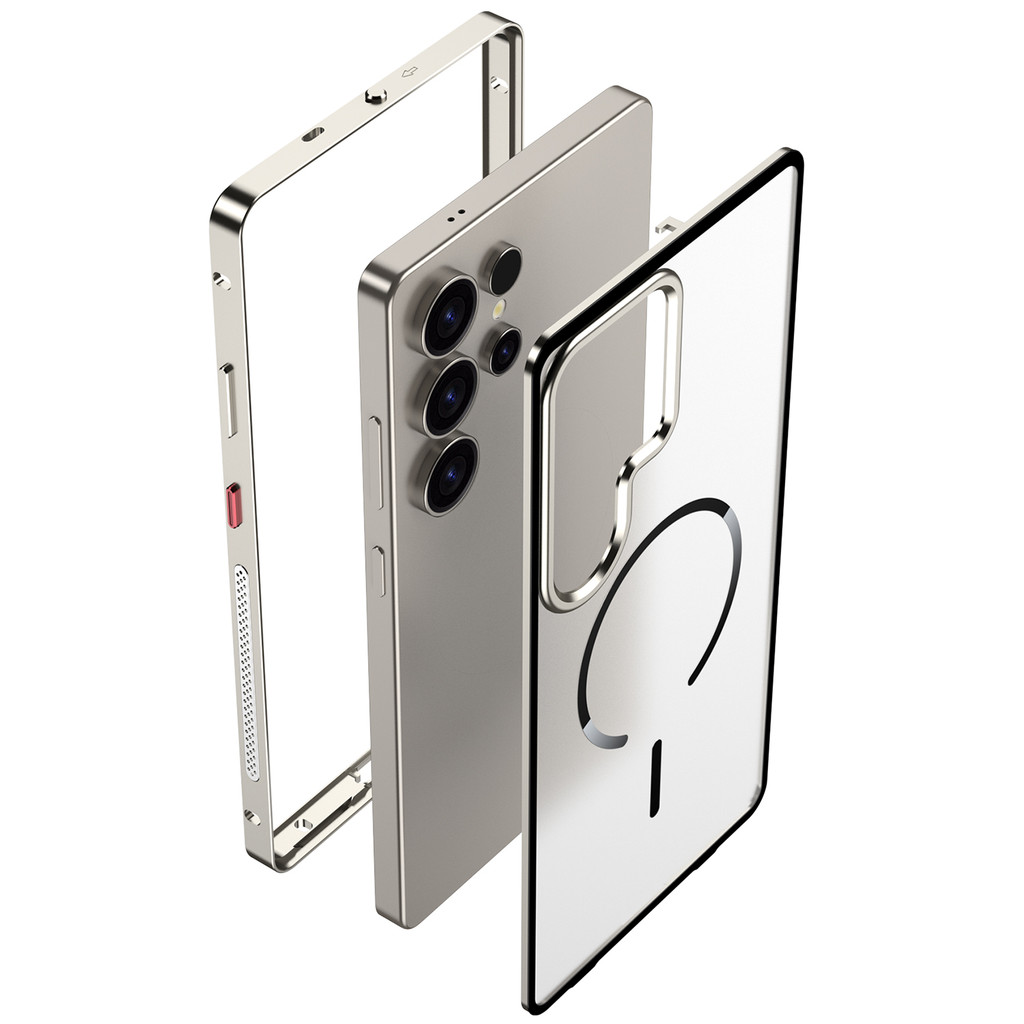 Ốp điện thoại mặt sau PC mờ viền kim loại, dành cho Samsung Galaxy S26 S25 S24 S23 S26 Ultra S25 S24 Plus Vỏ bảo vệ từ tính