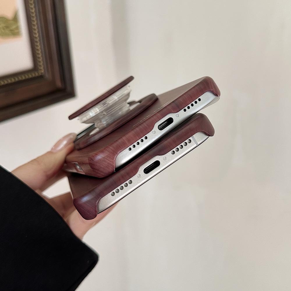 Ốp Lưng Cứng Tương Thích Với iPhone 13 14 14Pro 14ProMax 15 15Pro 15ProMax 16 16Pro 16ProMax 17 17Pro 17ProMax Ốp Nam Châm Họa Tiết Hạt Gỗ Đậm
