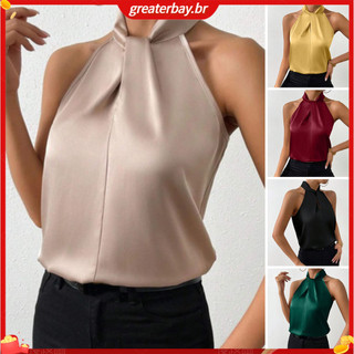 Áo tank top không tay thoáng khí, dây cổ phong cách Đông Nam Á, phù hợp văn phòng