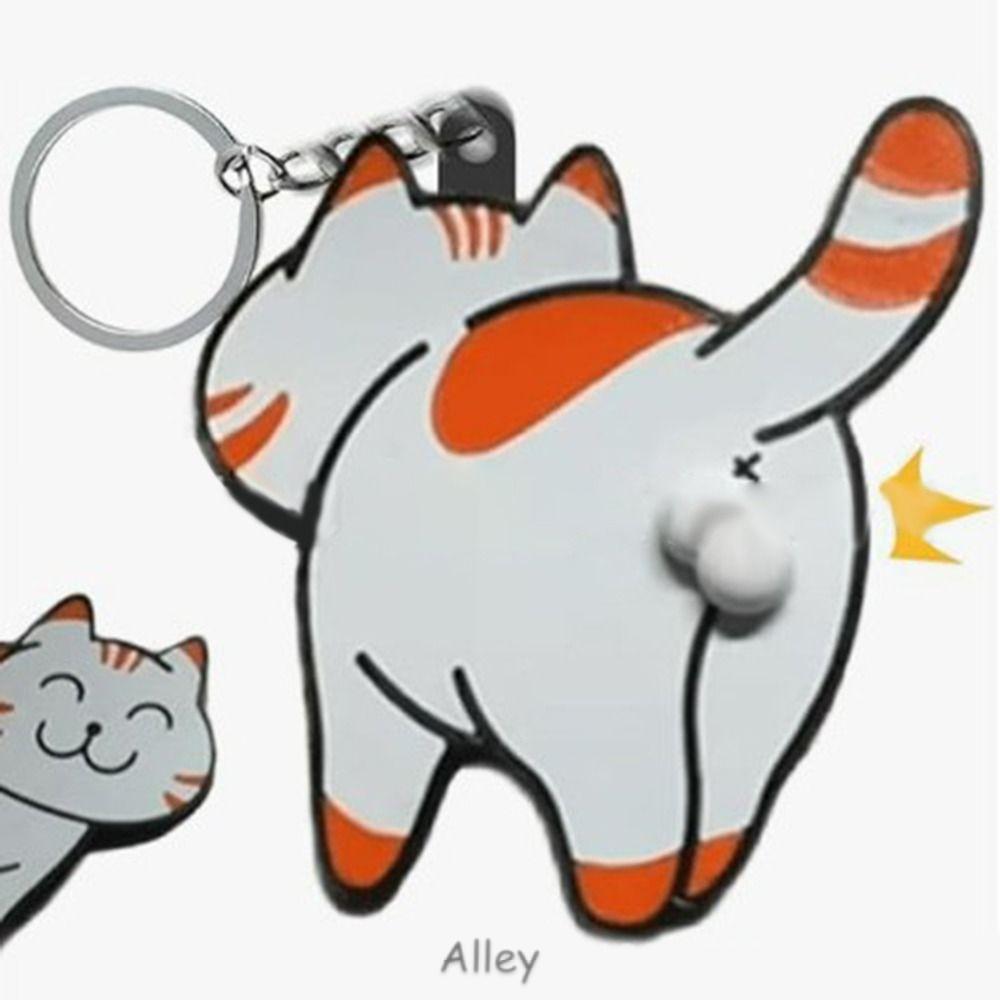 ALLEY Mặt dây chuyền mèo vui nhộn dễ thương, Phụ kiện túi có thể xoay được Móc khóa mèo trứng, kéo chơi hoạt hình mèo lừa chơi đồ chơi trứng