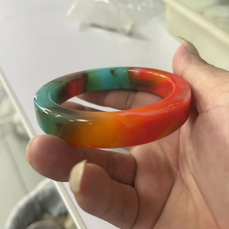 Vòng tay đá cẩm thạch tự nhiên màu đỏ, xanh lá và xanh - Thiết kế handmade cho cả nam và nữ