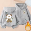 Trẻ em hoạt hình dễ thương Zip Áo Hoodie lông cừu có mũ trùm đầu Áo khoác hàng ngày ấm cúng