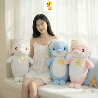 PLUS✨Hàng✨Đáng Yêu Cá Heo Sang Trọng Đồ Chơi Vui Nhộn Cá Heo Thú Nhồi Bông Gối Trẻ Em Đi Kèm Búp Bê Sang Trọng Quà Tặng Bạn Gái Giáng Sinh Sang Trọng Quà Tặng COD