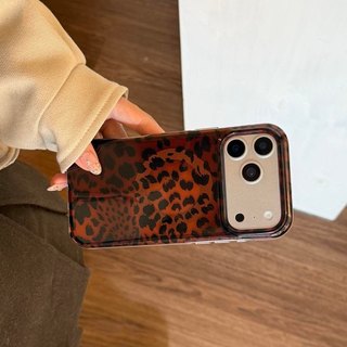 Ốp lưng cứng Tương thích với iPhone 13 14 14Pro 14ProMax 15 15Pro 15ProMax 16 16Pro 16ProMax 17 17Pro 17ProMax Vỏ nam châm họa tiết in họa tiết da báo màu nâu đen
