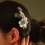Kẹp và Mũ Đội Đầu Phong Cách Trung Quốc từ Nhung và Gỗ Đàn Hương, Hoa Cổ Điển cho Hanfu