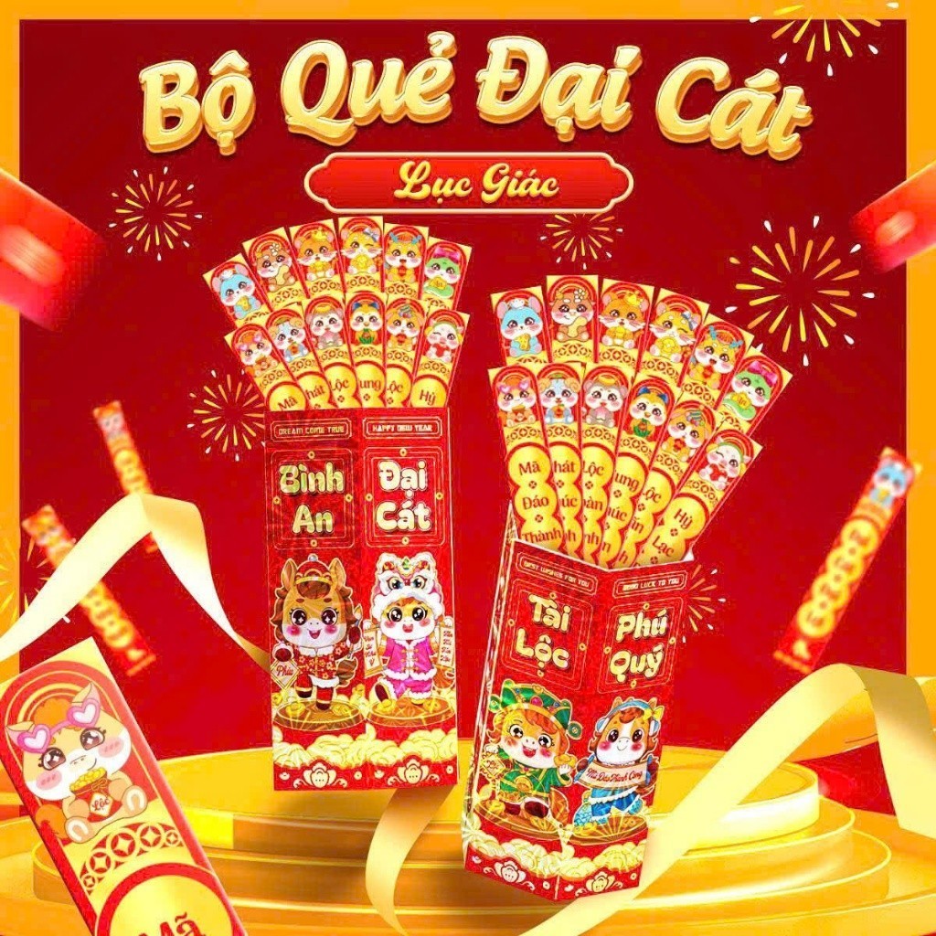 Bộ Lì Xì Lắc Gieo Quẻ 10 Que Thần Tài Phát Lộc