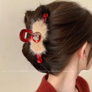 Kẹp tóc cao cấp hình thiên nga đỏ - Phong cách năm mới mùa đông