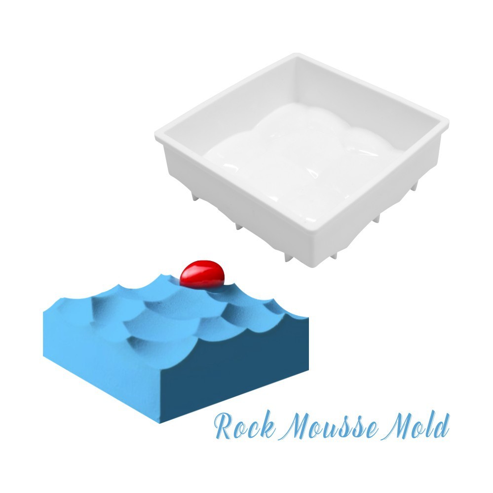 Rock Vuông Sóng Họa Tiết Bánh Mousse Khuôn Silicon Cát Cát Nước gợn Hình Khuôn Nướng Bánh