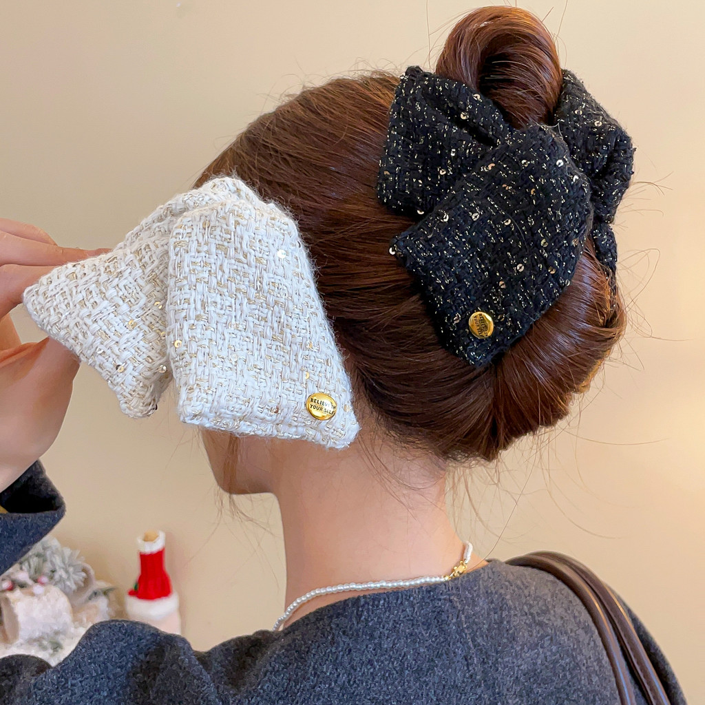Kẹp Tóc Tam Giác Vải Tối Giản Thời Thượng Mẫu Mới Thu Đông Xu Hướng Kẹp Cá Mập Vintage Phụ Kiện
