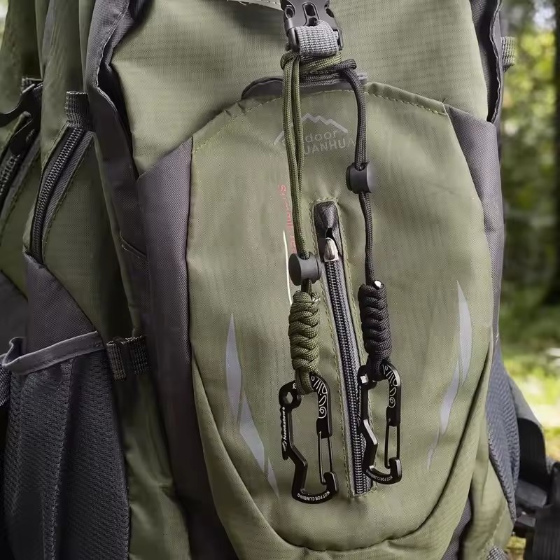 [H & L] Bộ móc Carabiner cắm trại 1 / 2 / 4 | Dây chống thất lạc có thiết kế dây đeo cổ tay| Bánh răng hợp kim nhôm di động bằng Polypropylen để đi bộ đường dài / câu cá|2 màu