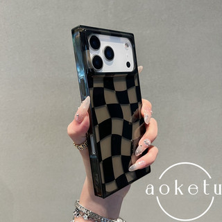 Sọc ca rô in hình con báo vuông màu vàng vuông nguyên bản phù hợp cho vỏ điện thoại Apple 17 ProMax iPhone 16 / 15 / 14 / 13 góc phải bao gồm tất cả các trường hợp cứng chống rơi
