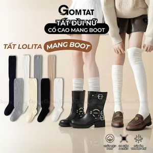 Tất đùi nữ lolita cổ cao mang giày boot 2 chiều cao GOMTAT, vớ mùa đông mang bốt thời trang giữ ấm, y2k - KEM