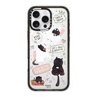 CASECASE X Mèo Đen Tự Bảo Trì Cạnh Đen Trong Suốt Cứng Hút Từ Tính Tác Động Cho Apple IPhone 12 13 14 15 16 17 Pro Max Air Plus Có Hộp