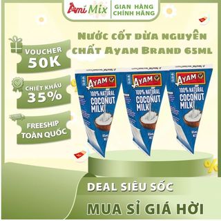 Nước Cốt Dừa Nguyên Chất Ayam Brand 65ml - Thơm Ngon, Tiện Lợi