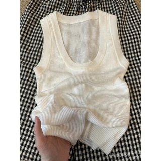 [Khuyến mãi 10%] Quần áo nữ plus size - Áo len dệt kim cổ chữ U, lụa băng, thời trang mùa hè