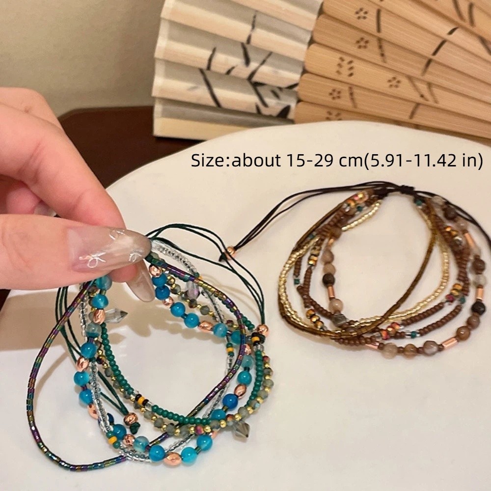 FEDAOG Lắc Tay & Vòng Tay Đính Hạt Màu Xanh Co Dãn, Thiết Kế Bohemian, Phù Hợp Để Xếp Chồng