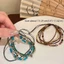 OUSXA Vòng Tay Đính Hạt Nhiều Màu Sắc, Vòng Tay Đính Hạt Bohemian Xanh, Xếp Chồng Co Giãn Có Thể Điều Chỉnh Quấn Quyến Rũ Tay Dây Chuyền Trang Sức