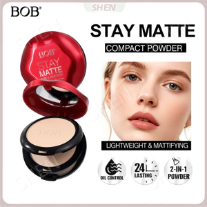 Bob Double-Effect Makeup Matte Powder Concealer Oil Control Double-Layer Wet Dry Dual-Sử dụng Da nhẹ @ -