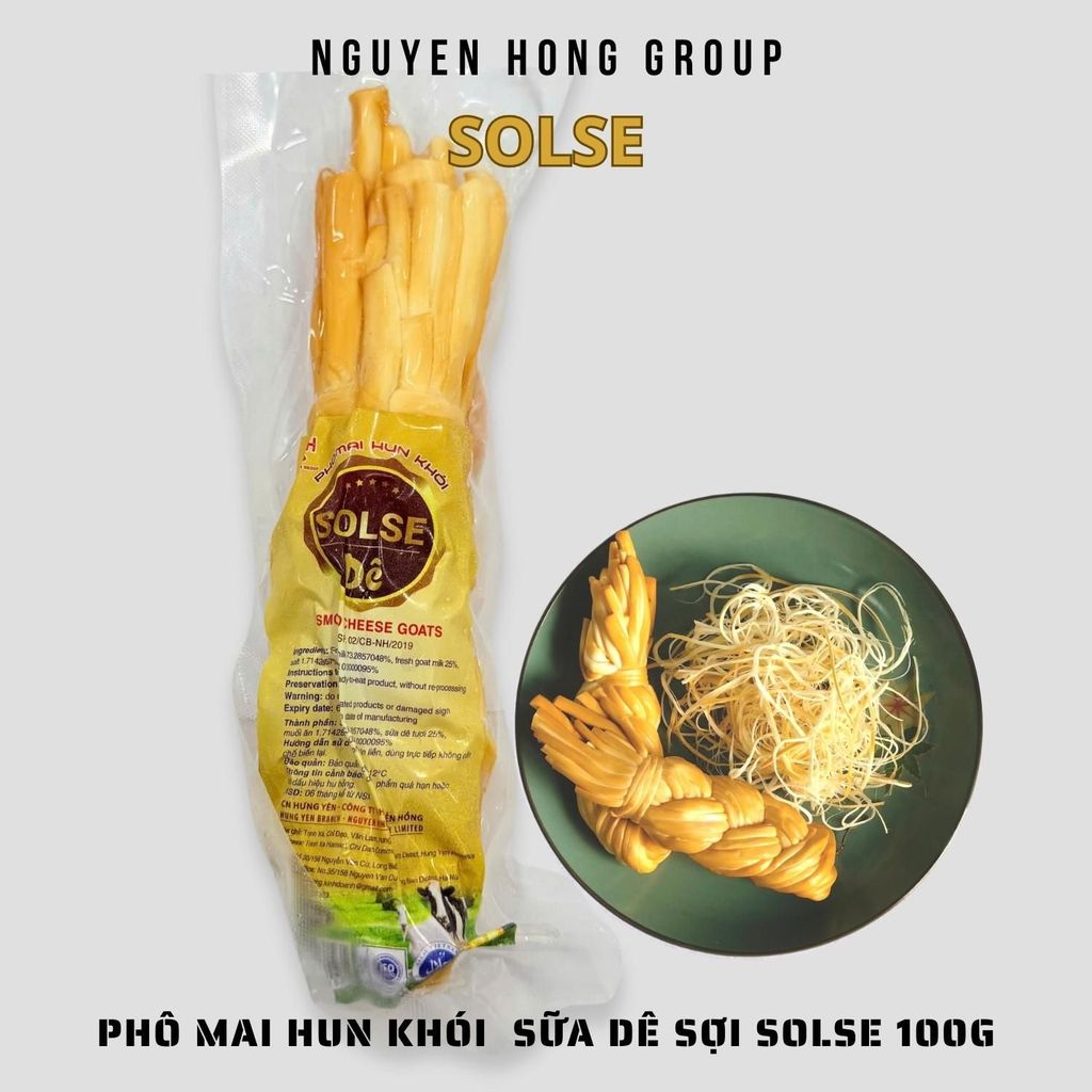 Phô mai hun khói mặn sữa dê sợi SOLSE 100g phomai ăn vặt xé sợi cheeze