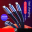 Cáp sạc điện thoại công suất cao 3 IN 1 USB sang IOS + Type C + Micro 200W 1.3M / 2M Lưới câu cá tùy chọn Dây dữ liệu dệt Hỗ trợ ios15-17