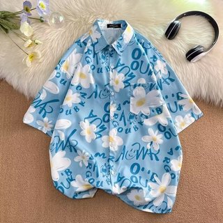 Áo sơ mi tay ngắn in hoa phong cách Hawaii nam nữ, phù hợp thời trang cho kỳ nghỉ và hàng ngày