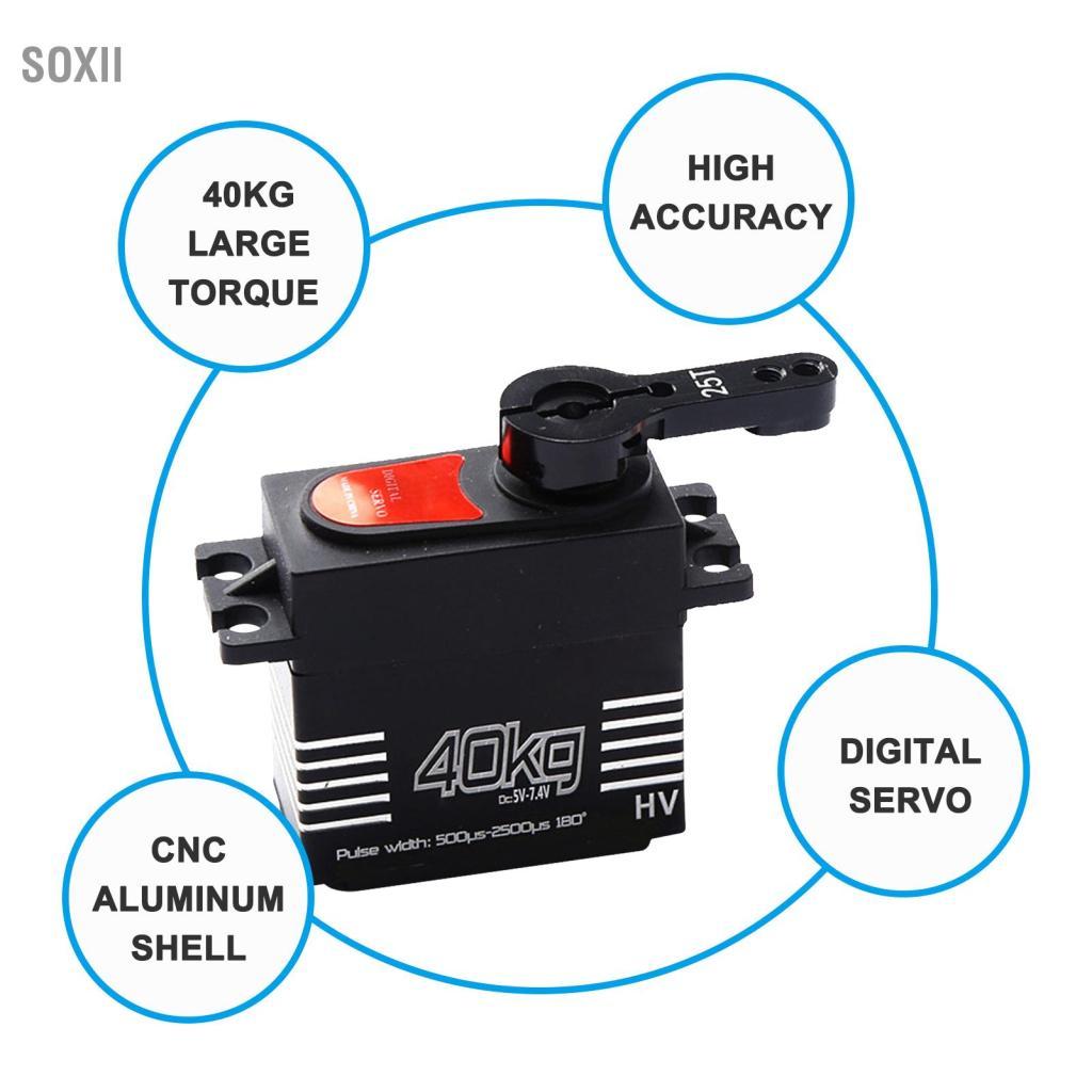 soxii 40kg Kỹ thuật số servo Bánh răng kim loại Mô-men xoắn lớn chống thấm nước cho 1/8 1/10 RC Car Truck Robot Parts