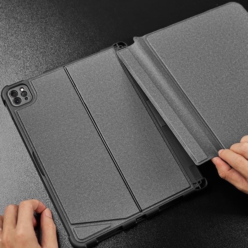 [Chính Hãng] Bao Da Bàn Phím WiWU Mag Touch Cho iPad Pro M4 / Air M2 M3 / Gen 10 - Có TrackPad, Đèn LED 7 Màu, Tách Rời