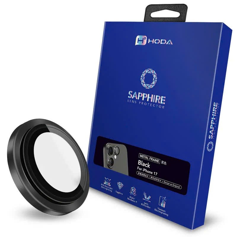 [Chính Hãng] Cường Lực 2 Mắt Camera Hoda Sapphire iPhone 17/16/15 Plus - Kính Mohs 9 Chống Xước, Viền Titanium