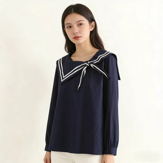 Hàng sẵn có JK sơ mi cotton phong cách đại học Hàn Quốc, cổ hải quân, phù hợp mùa xuân