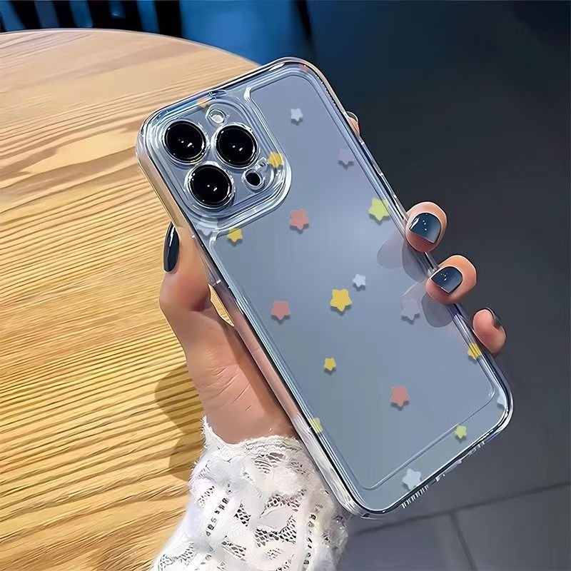 Đơn Giản Kẹo Màu Ngôi Sao Điện Thoại Trường Hợp Cho iPhone 17 16 15 14 13 12 11 Pro Max X XR XS Max 7 8 Plus SE2020