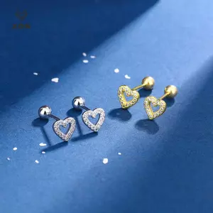 Bông Tai Pha Lê Thép Không Gỉ Mạ Bạc Hình Ngôi Sao và Trái Tim - Mina