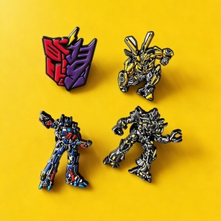 4 Cái / bộ Hoạt Hình Transformers Robot Trâm Cài Bumblebee & Optimus Prime Kim Loại Huy Hiệu Trang Trí Pin