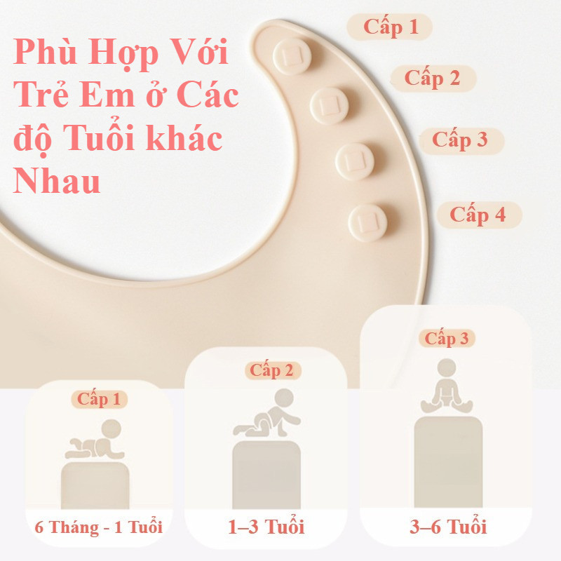 Yếm Silicon Chống Thấm Cho Bé 3-8 Tuổi – Có Máng Hứng Thức ăn, Mềm Mại, Dễ Lau Chùi, Phù Hợp Cả Bé Trai Và Bé Gái