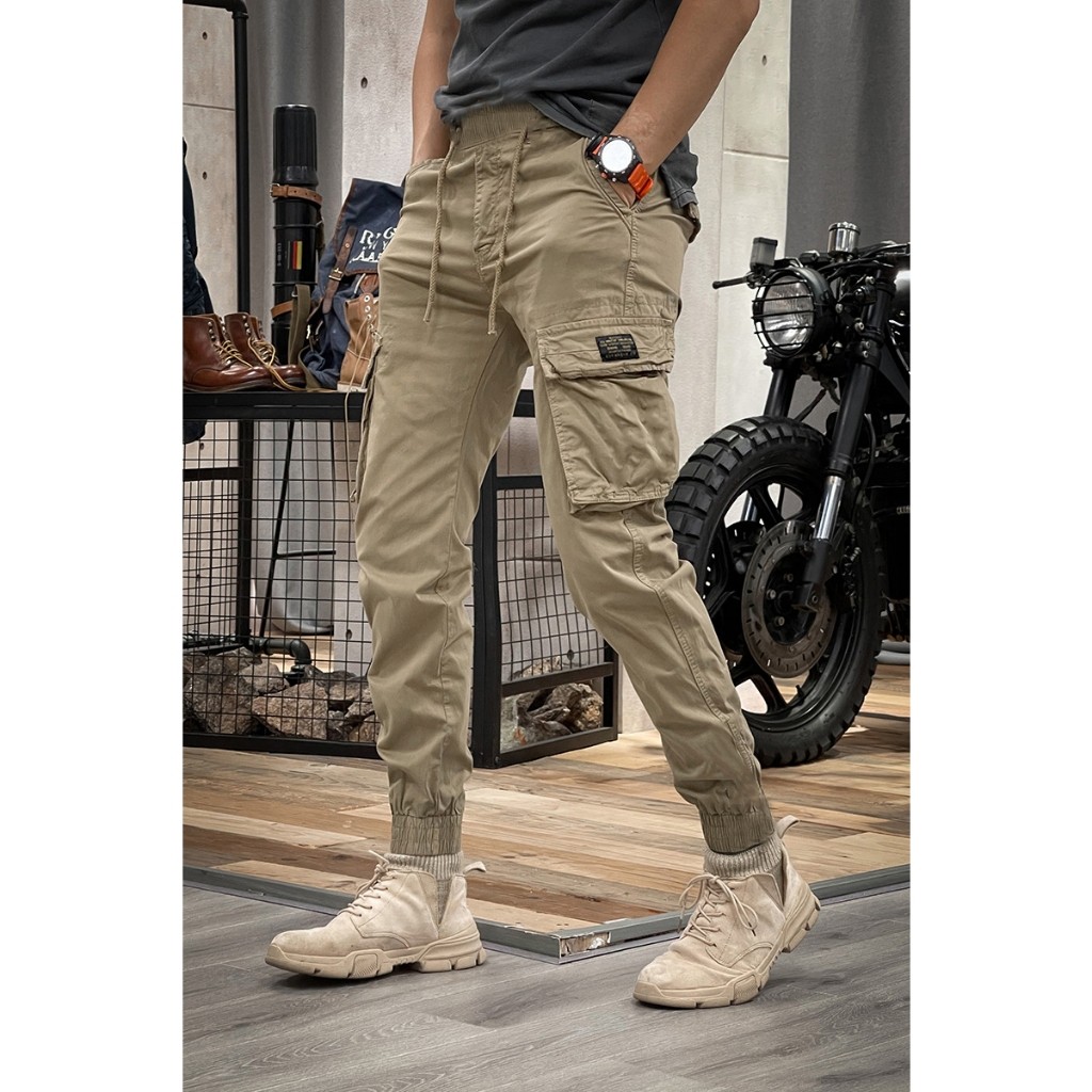 Quần Jogger Nam - JG3 Quần Jogger Nam Kaki Túi Hộp Thiết Kế Lưng Thun Màu Đen Ghi Rêu Cao Cấp