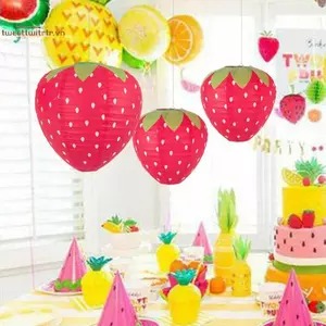 TRTR Dâu Giấy Đèn Lồng Sinh Nhật Trang Trí Treo 3D Trang Trí Badrop VN